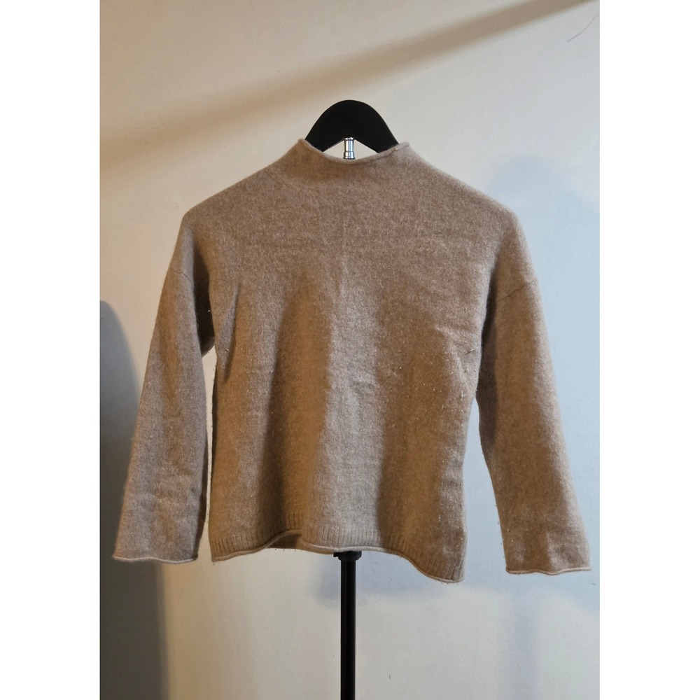 J.Crew 100% Cashmere Mock Neck Soft Long Sleeve Sweater Women's Size Small Tan